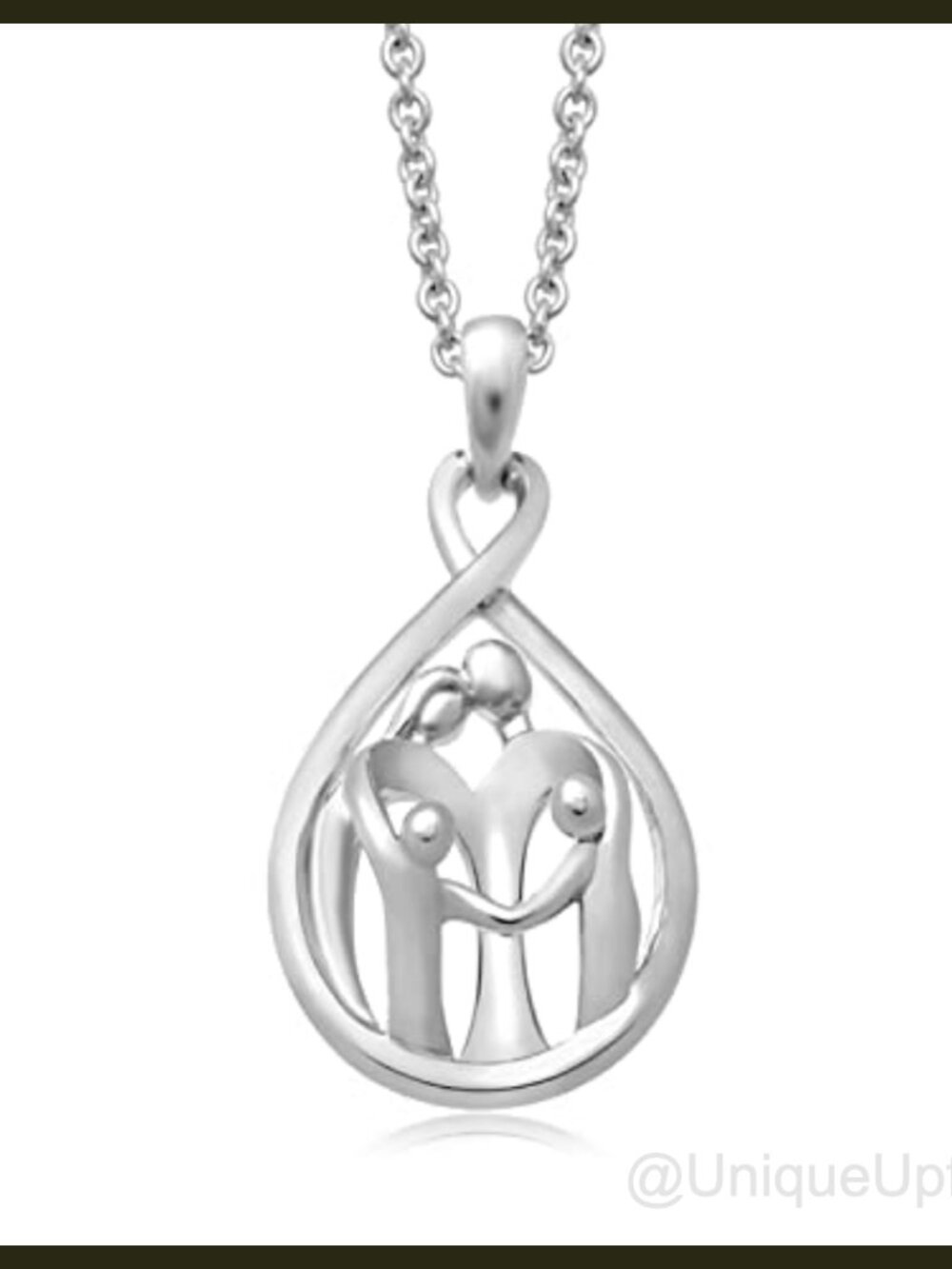 925 Sterling Silver Family Pendant Necklace 18in Cable Chain Polished